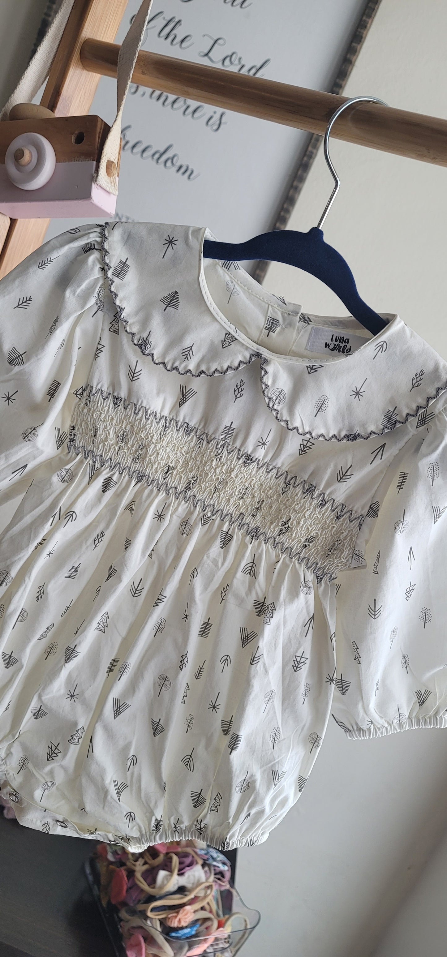 Minimalist little trees romper
