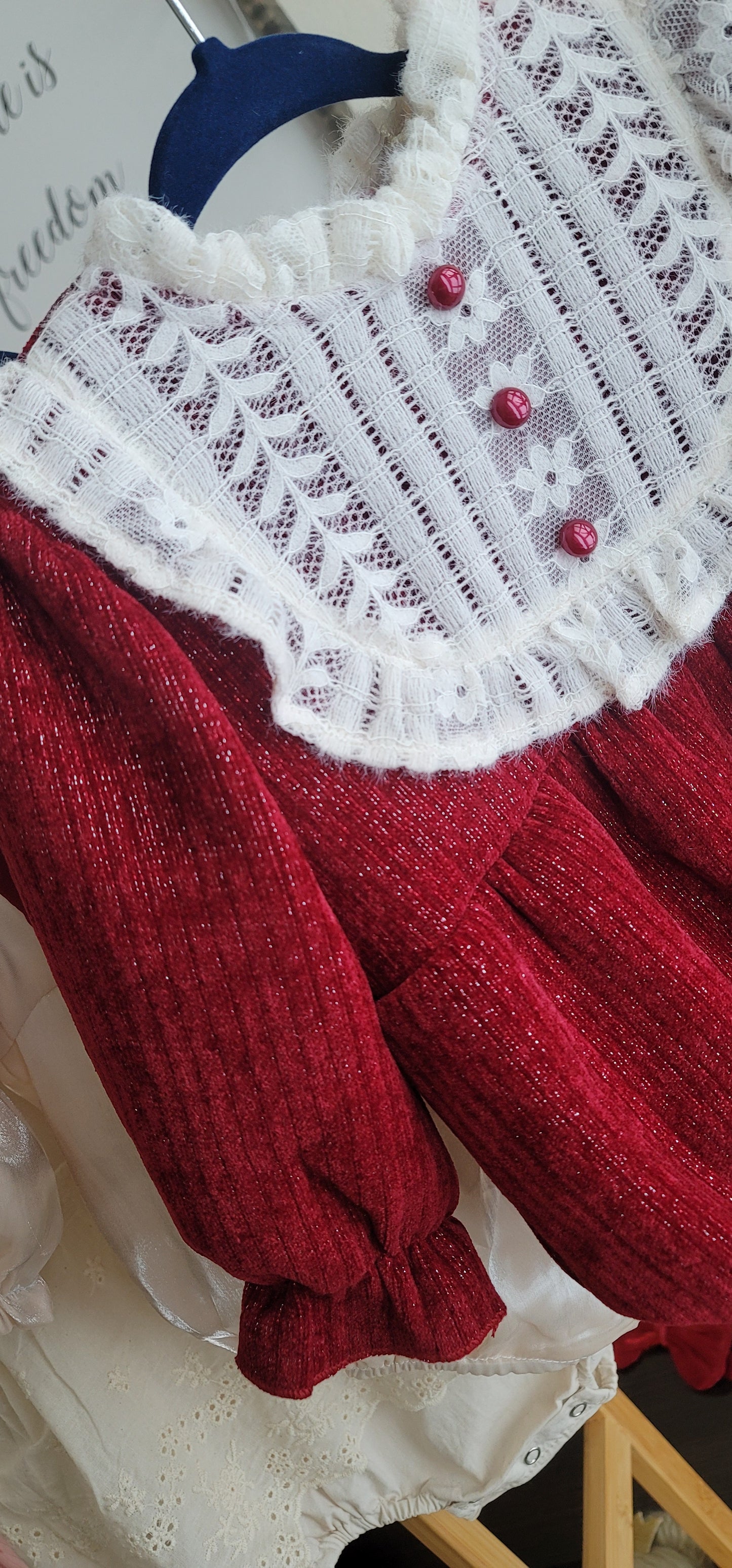 Burgundy Christmas baby romper