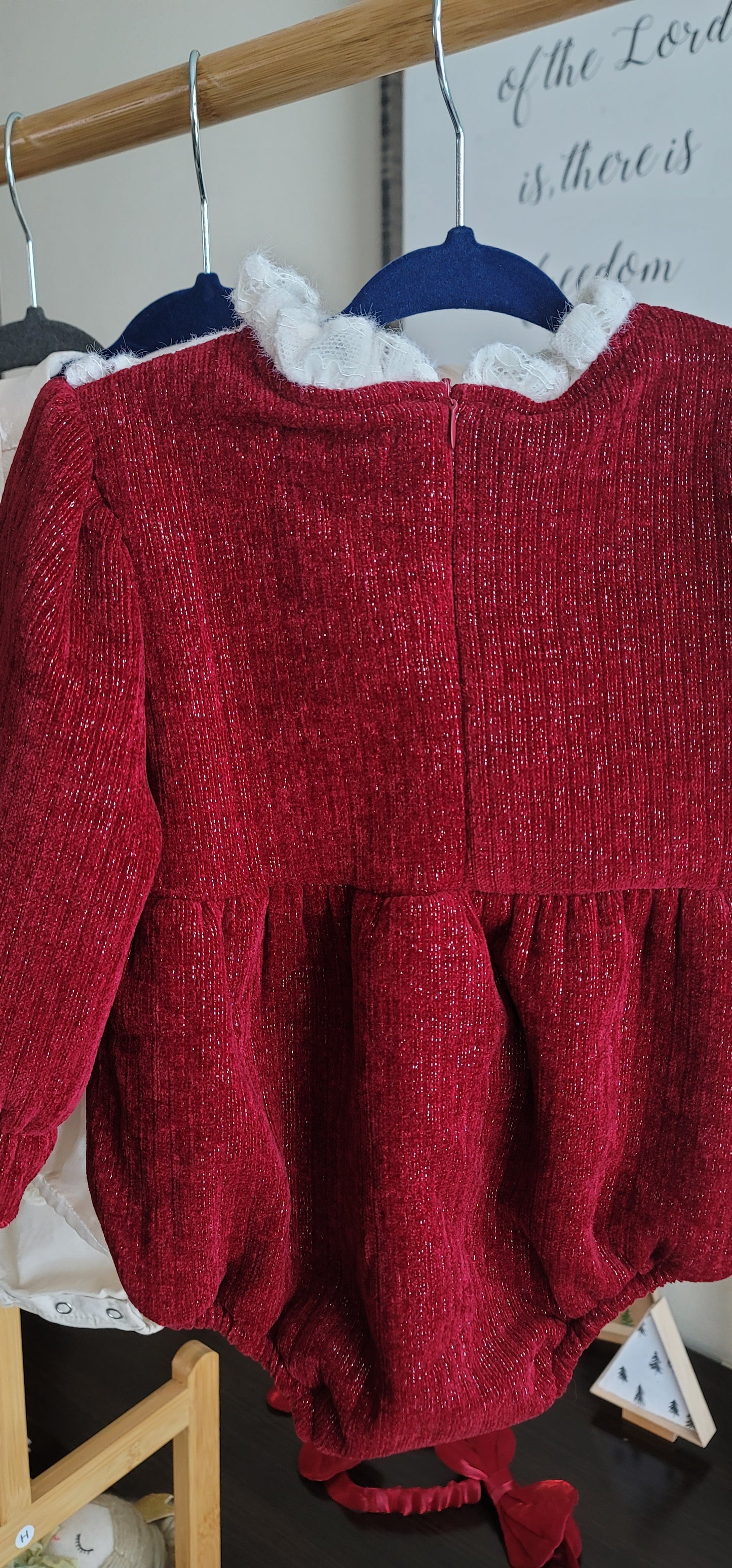 Burgundy Christmas baby romper