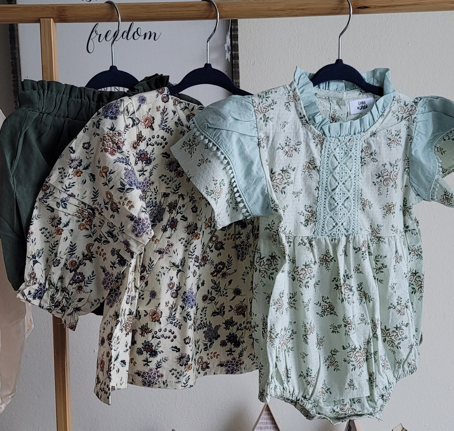 Baby blue flower romper