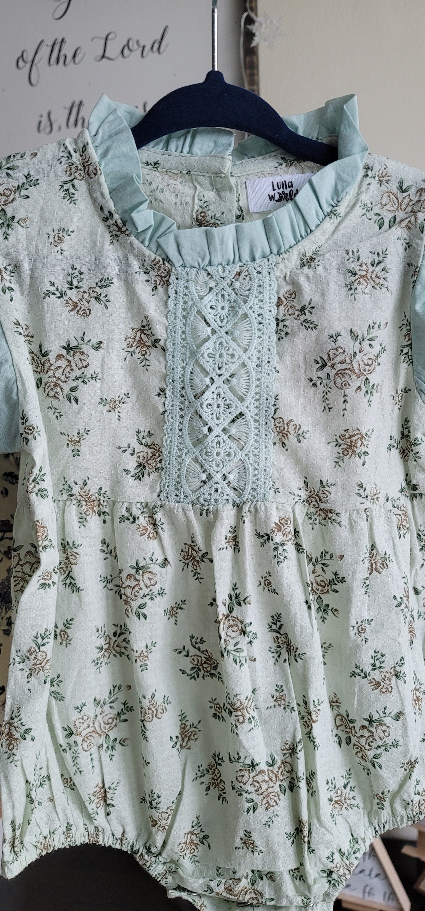 Baby blue flower romper