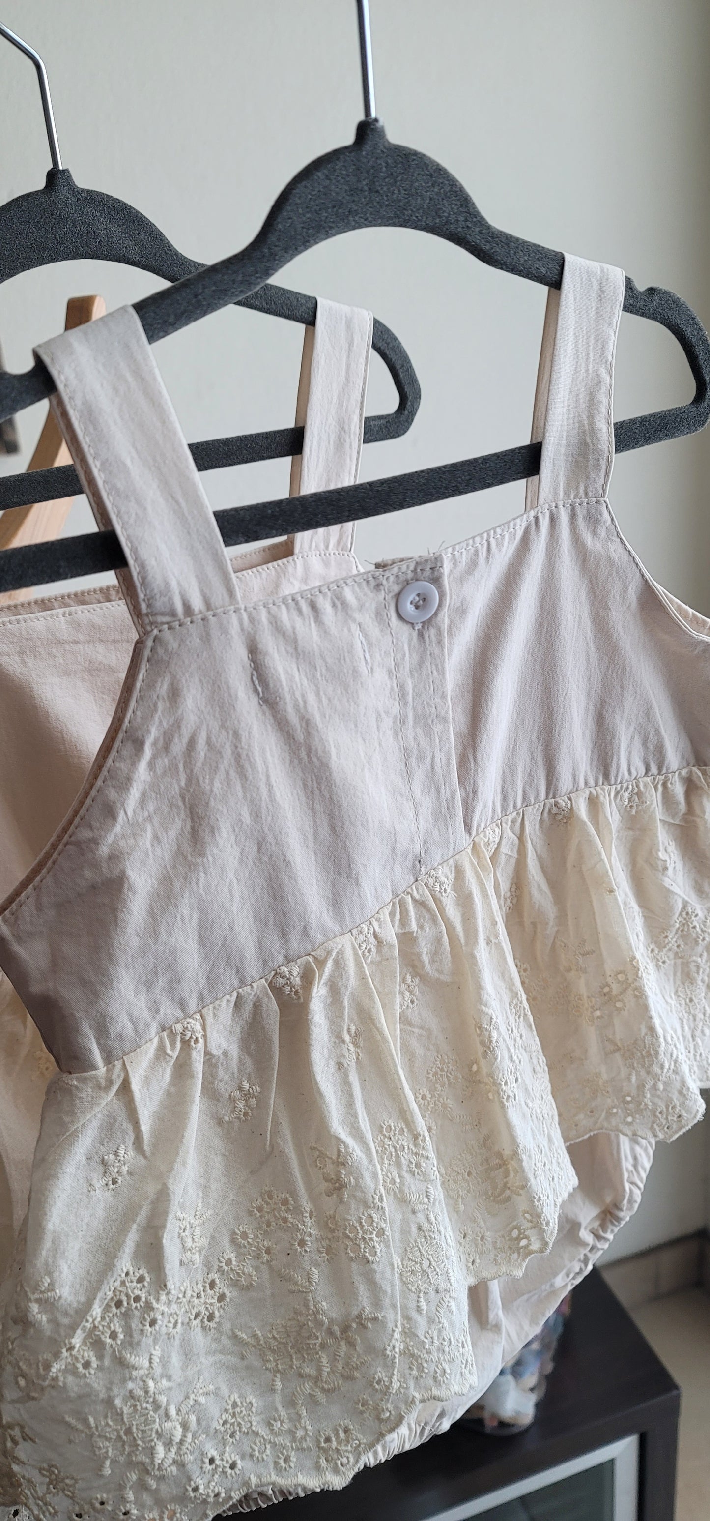 Nude baby girl romper