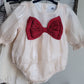 Red bow baby romper