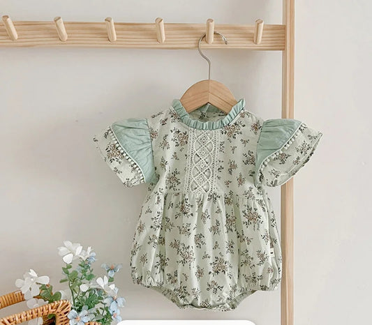 Baby blue flower romper
