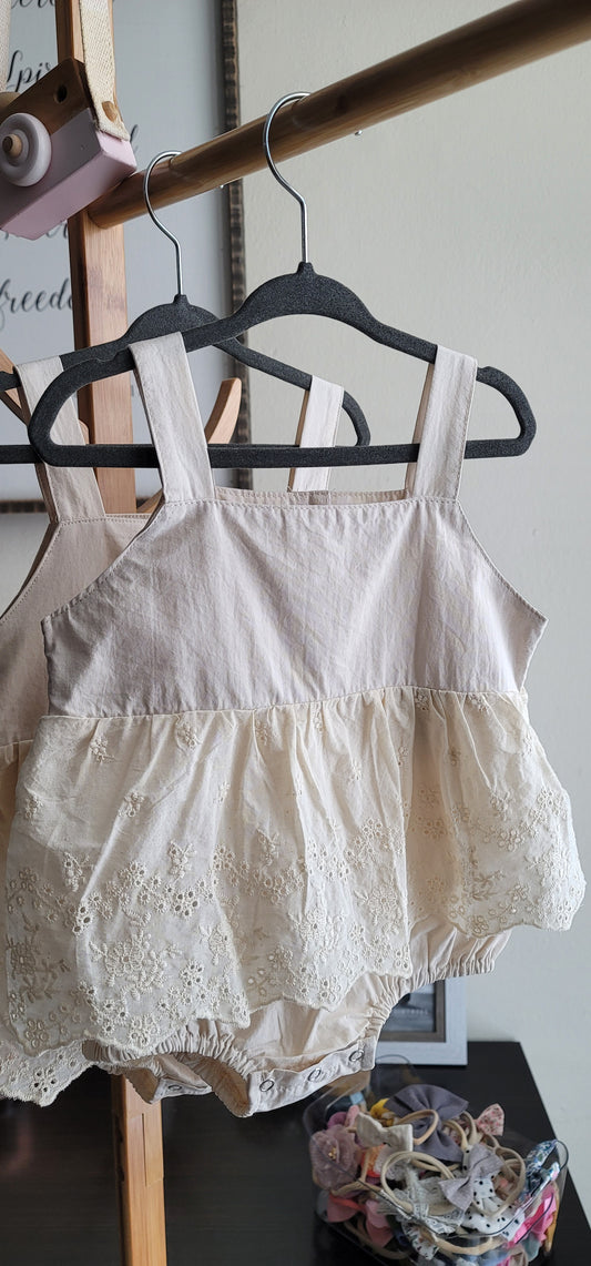 Nude baby girl romper